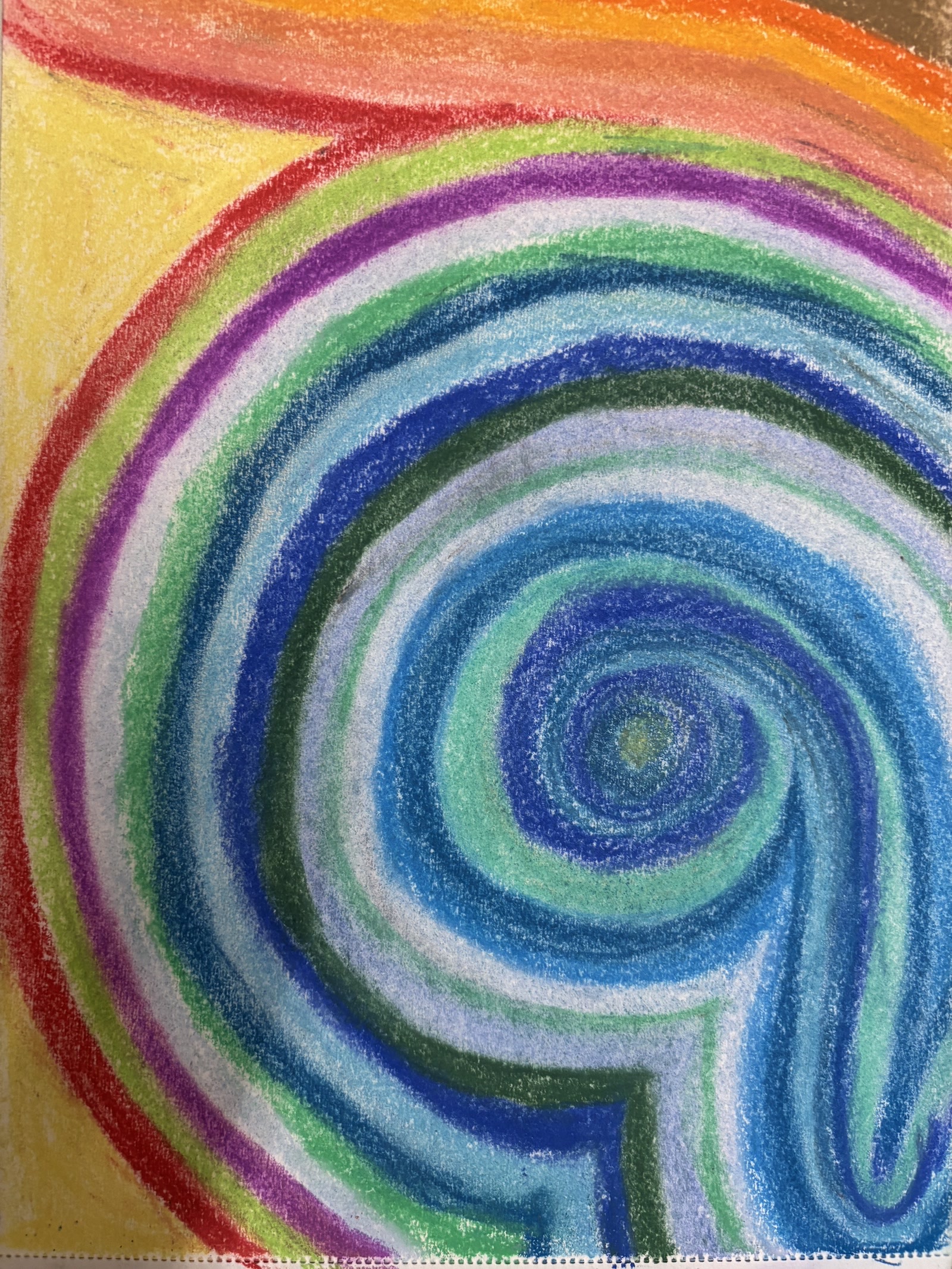 Colourful abstract artwork with flowing concentric forms
