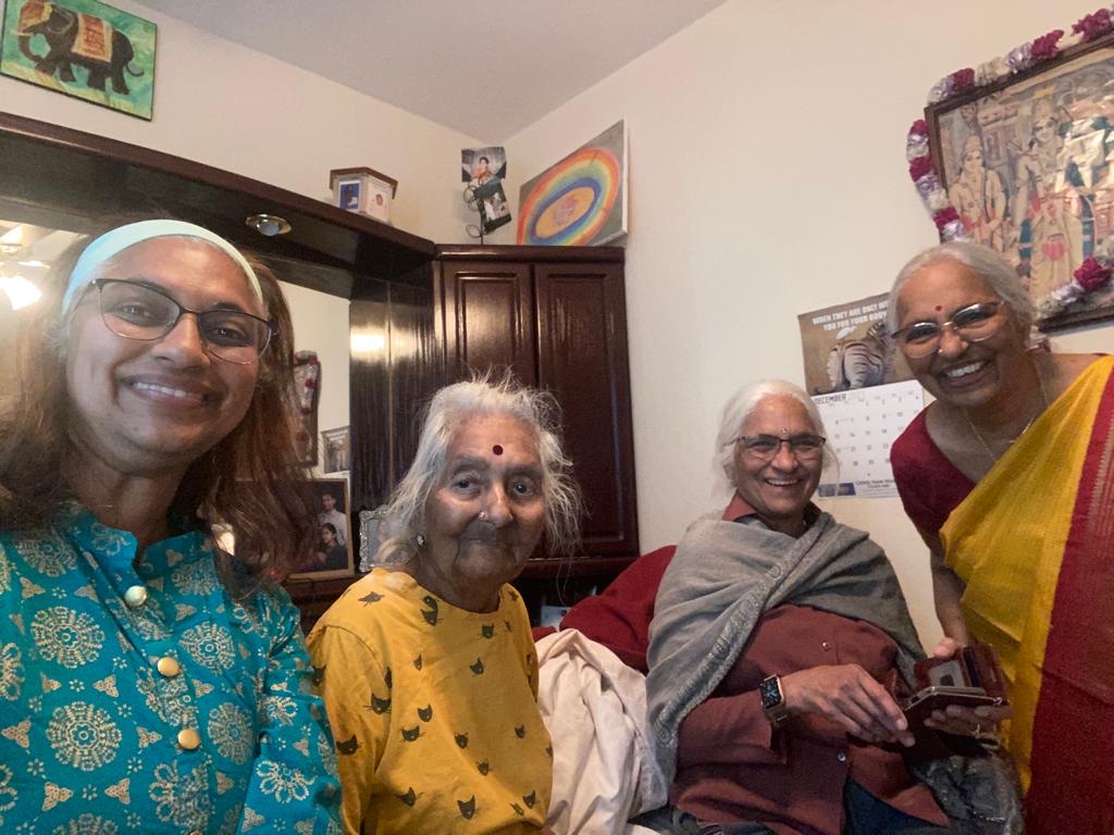 Sowmya Ayyar with her grandmother, mother, and aunt at home