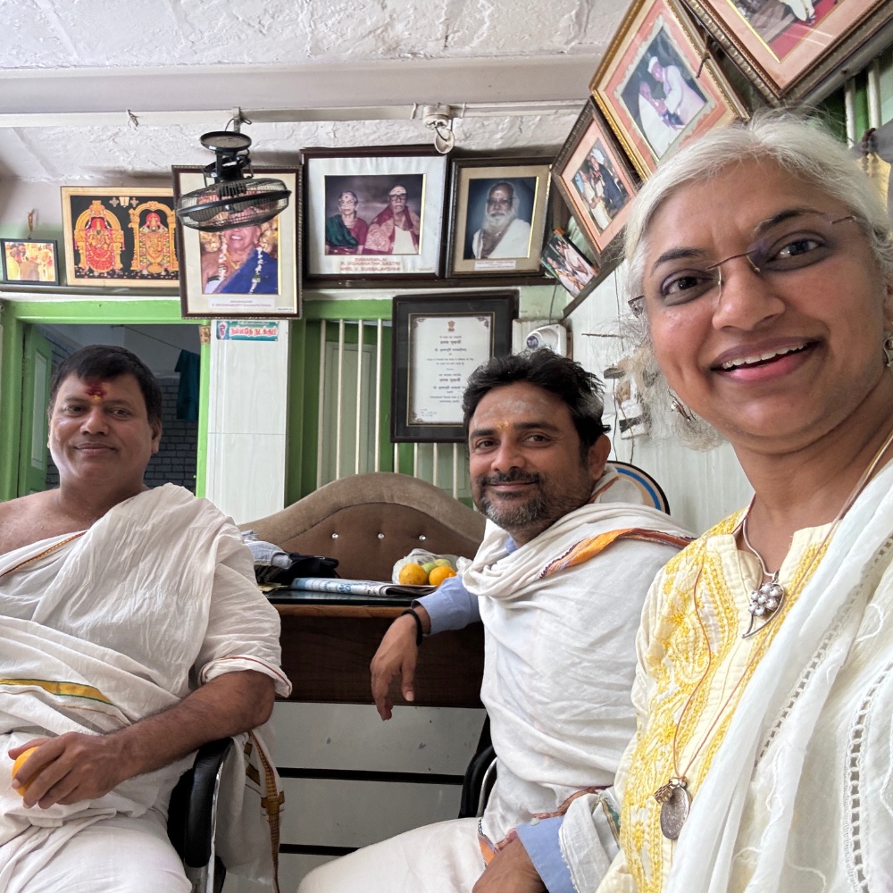 Sowmya with temple community members
